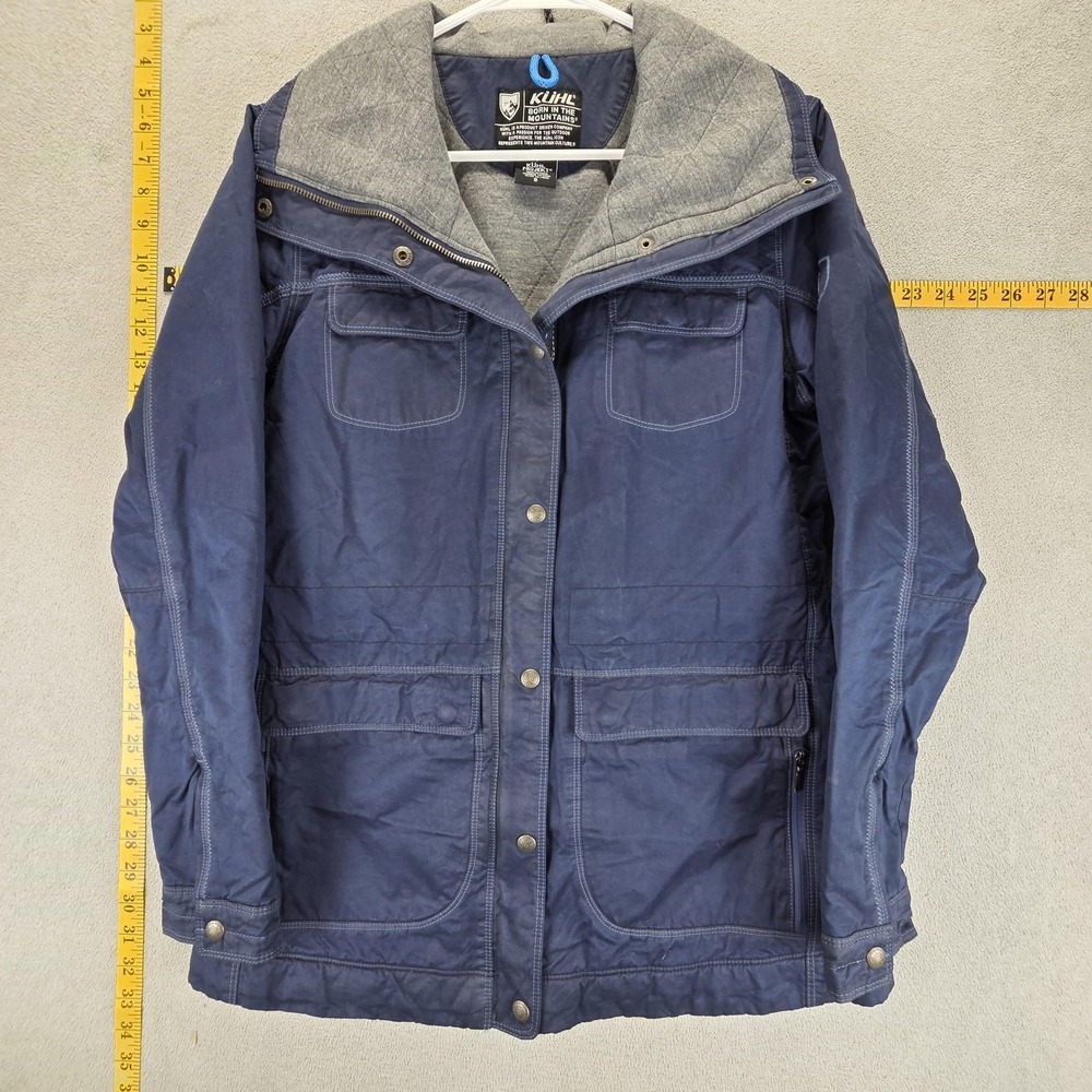 Kuhl Jacket Womens Small Blue Canvas‎ Projekt Lined Quilted Full Zip Pockets